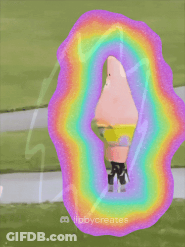 SpongeBob Surrounded By Rainbow Aura GIF