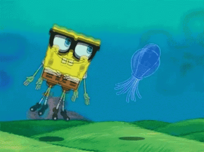 SpongeBob Swimming With Jellyfish GIF