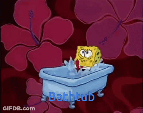 SpongeBob Taking A Bath In Bathtub With Flowers GIF