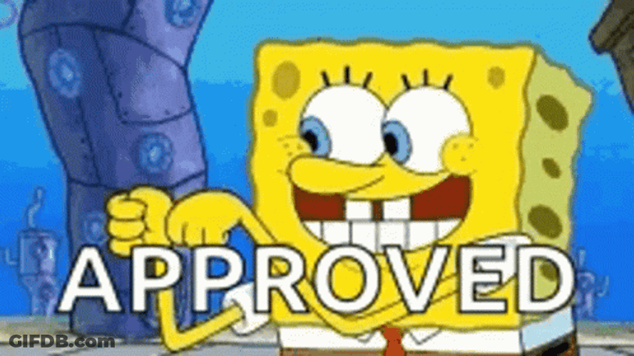 SpongeBob Thumbs Up As Approved GIF