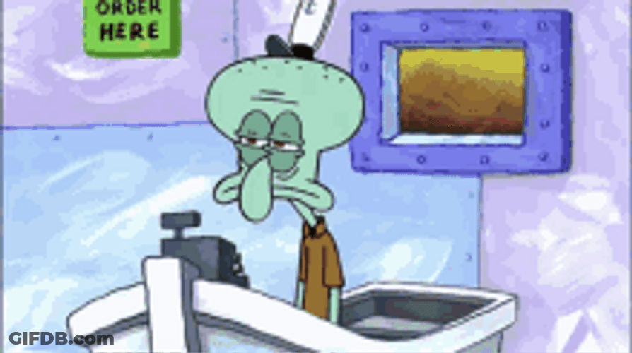 Spongebob Tired Squidward Working Tongue Out Mr Krabs GIF