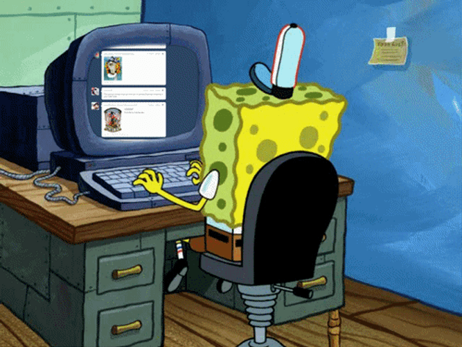 SpongeBob Using Computer GIF