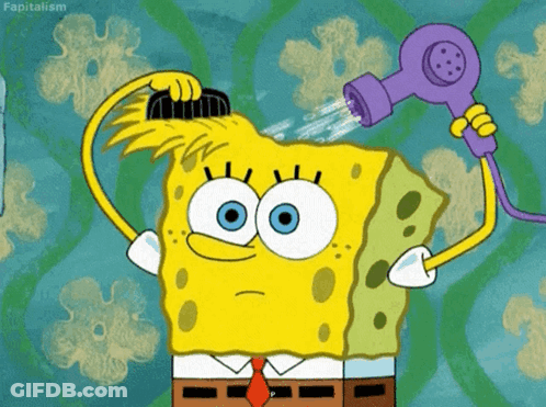 SpongeBob Using Hair Dryer GIF