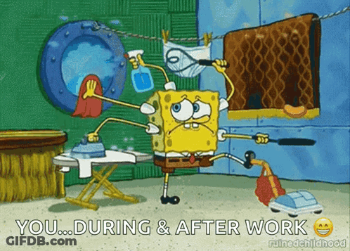 SpongeBob Vacuuming Ironing You ... During & After Work GIF