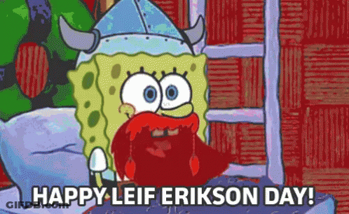 SpongeBob Viking Helmet Happy Leif Erikson Day GIF