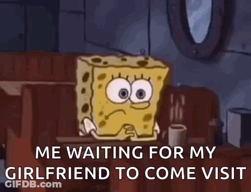 SpongeBob Waiting For Girlfriend With Coffee GIF