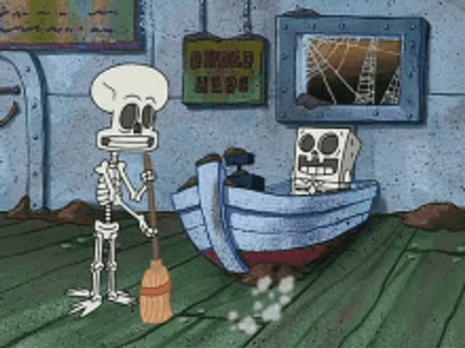 Spongebob Waiting Turns To Skull GIF