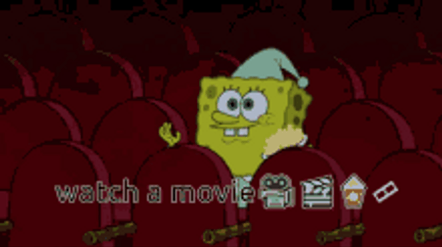 SpongeBob Watching Movie Popcorn GIF