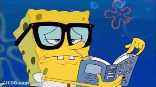 Spongebob Wearing Glasses Is Reading A Field Guide Book GIF
