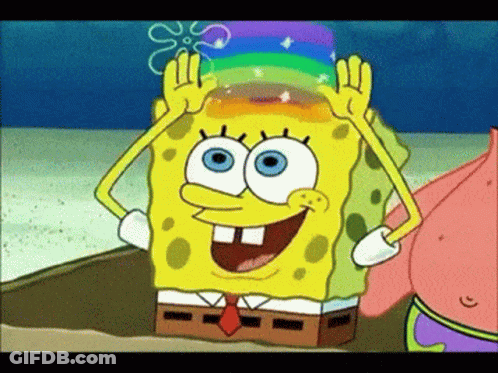 SpongeBob Wearing Hat With Rainbow GIF