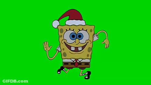 SpongeBob Wearing Santa Hat Waving GIF