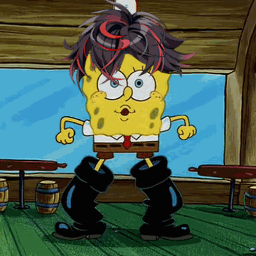 SpongeBob Wearing Shiny Black Boots GIF
