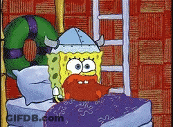 SpongeBob Wearing Viking Helmet GIF