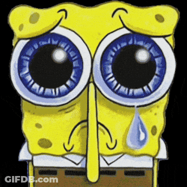 SpongeBob With Big Blue Eyes And Tears GIF