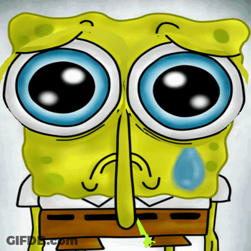 SpongeBob With Big Eyes And Tear GIF
