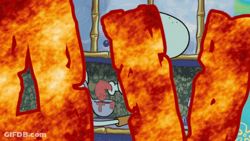 SpongeBob With Flames Coming Out Of Head GIF