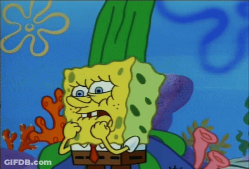 SpongeBob With Flower On Head Blue Background GIF