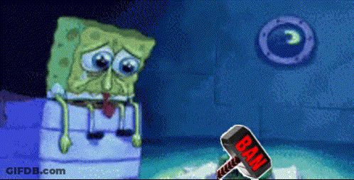 SpongeBob With Hammer Saying Ban GIF