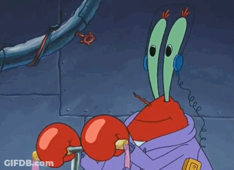 SpongeBob With Headphones And Red Boxing Gloves GIF