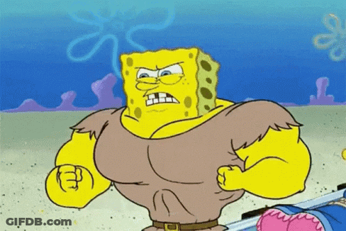 Spongebob With Muscular Body And Angry Face GIF