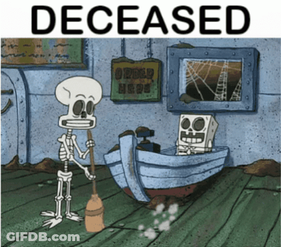 SpongeBob Working Dead Skeleton GIF