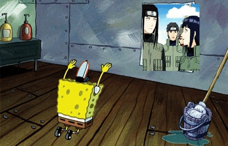 SpongeBob Worshipping Naruto Characters Background GIF