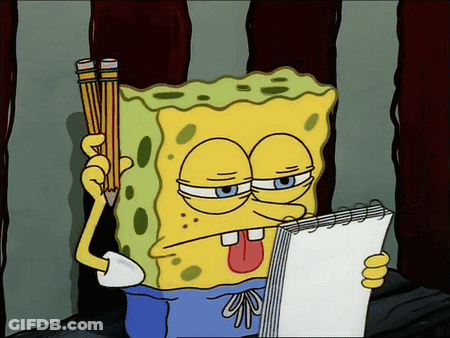 SpongeBob Writing With Pencil GIF