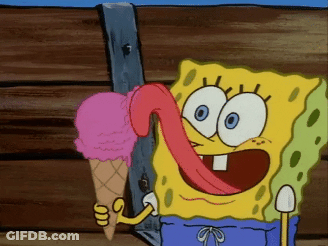 Spongeboob Licking Ice Cream GIF