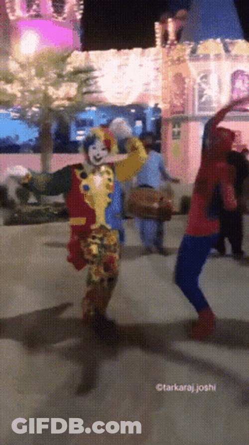 Spooderman And Joker Dancing GIF