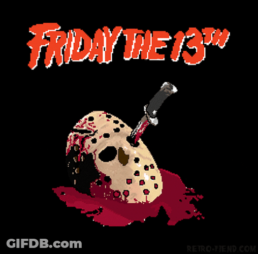 Spooky Friday Jason Voorhees Mask Stabbed GIF