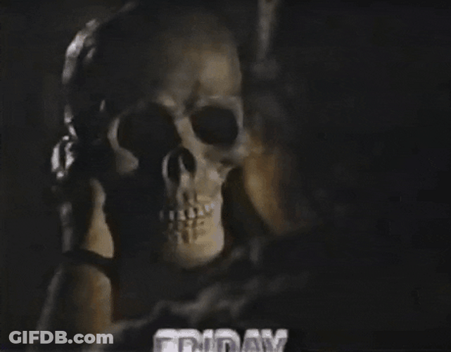 Spooky Friday Skull With Glowing Orbits GIF