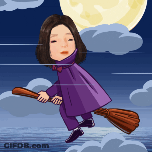 Spooky Month Animated Flying Witch Halloween GIF
