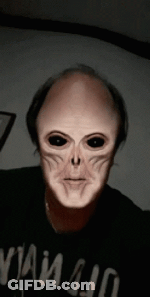 Spooky Month Hello Scary Alien Face GIF