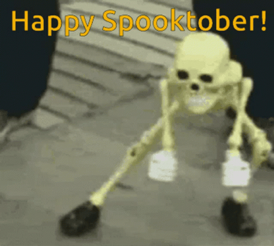 Spooky Month October Dancing Skeleton Funny Meme GIF