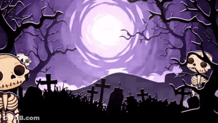 Spooky Month Scary Skeletons Walking Cemetery GIF