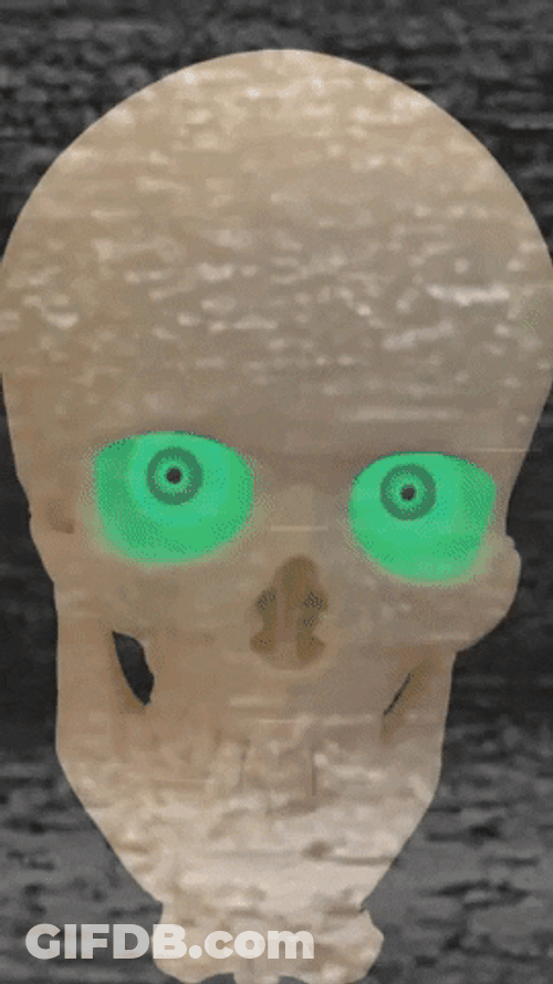 Spooky Month Talking Skull Glitch GIF