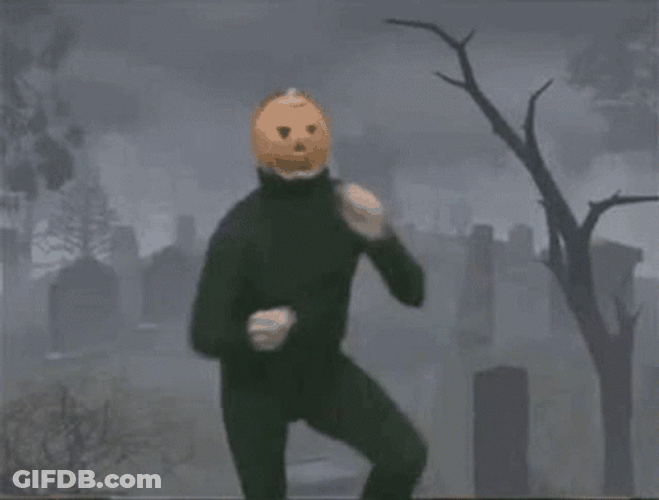 Spooky Pumpkin Head Costume Dance GIF
