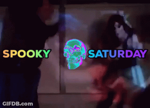 Spooky Saturday Sign With Skull GIF