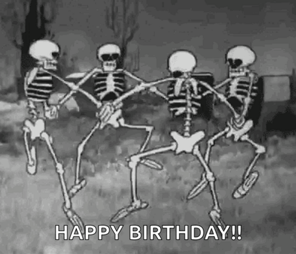 Spooky Scary Skeletons Happy Birthday GIF