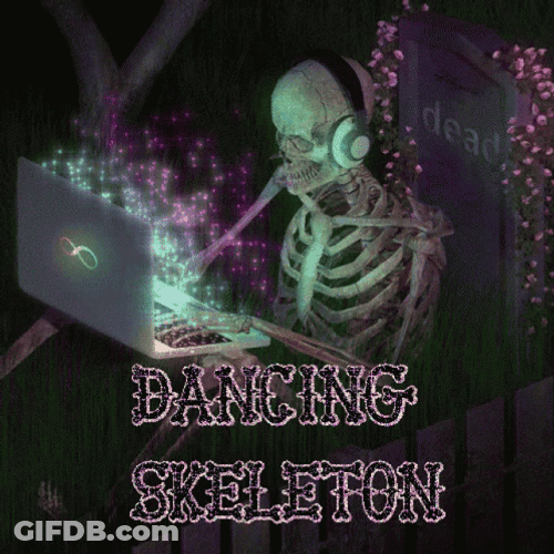 Spooky Scary Skeletons Typing Laptop GIF
