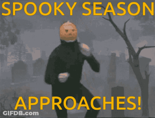Spooky Season Approaches Silhouette Man With Pumpkin Head GIF