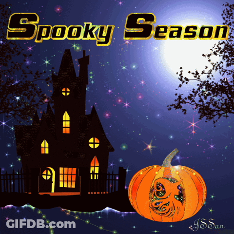Spooky Season Haunted House Pumpkin Card GIF