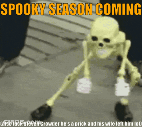 Spooky Season Skeleton Holding Bottle GIF