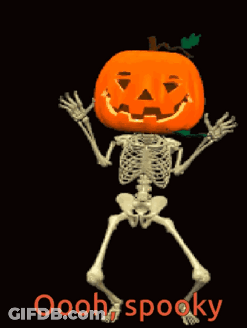 Spooky Skeleton Pumpkin Dance GIF