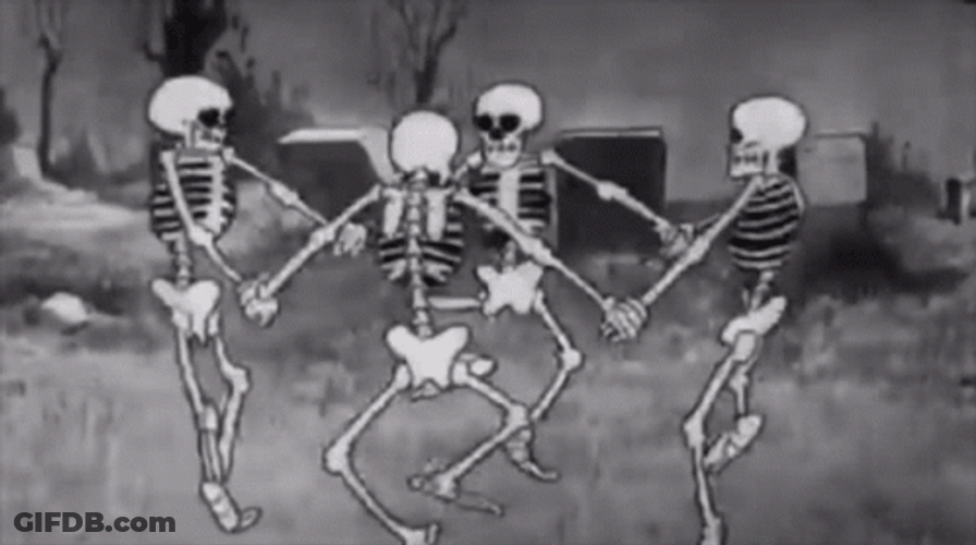 Spooky Skeletons Jumping In Circles GIF