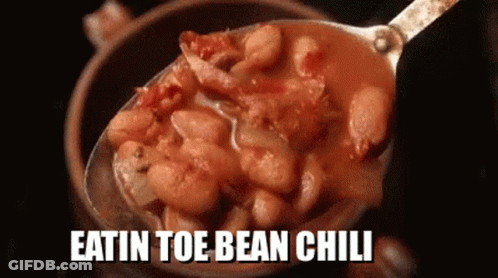 Spoonful Of Baked Beans Saying Eatin Toe Bean Chili GIF