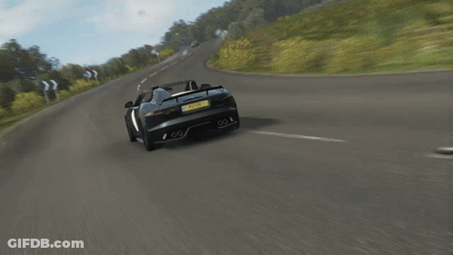Sports Car With Yellow License Plate Driving GIF