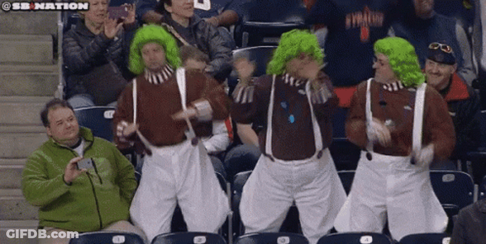 Sports Fans Oompa Loompa Happy Dance GIF