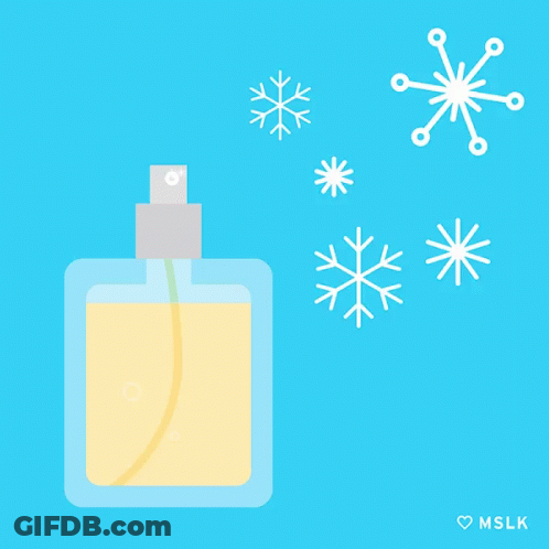 Spray Bottle Emitting Snowflakes GIF