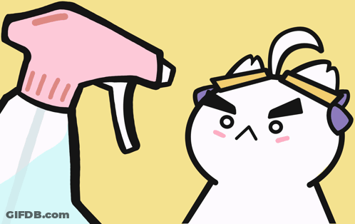 Spray Bottle Next To Rabbit GIF